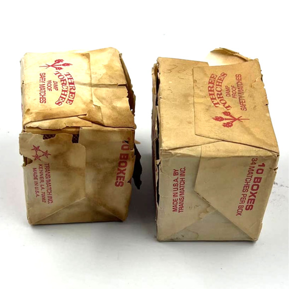 Vintage Lot Three Torches Damp Proof Safety Matches 2 Packs 10 Boxes Each Pack - Picture 2 of 6